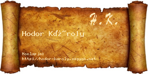 Hodor Károly névjegykártya