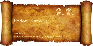 Hodor Károly névjegykártya