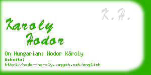 karoly hodor business card